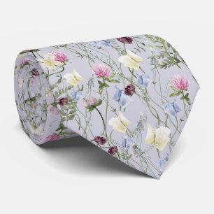 Wild Lilac Flower Floral Botanical Neck Tie