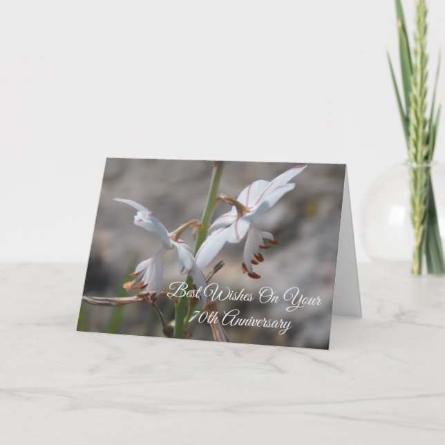Wild Lilies Personalised 70th Wedding Anniversary Card (Front)
