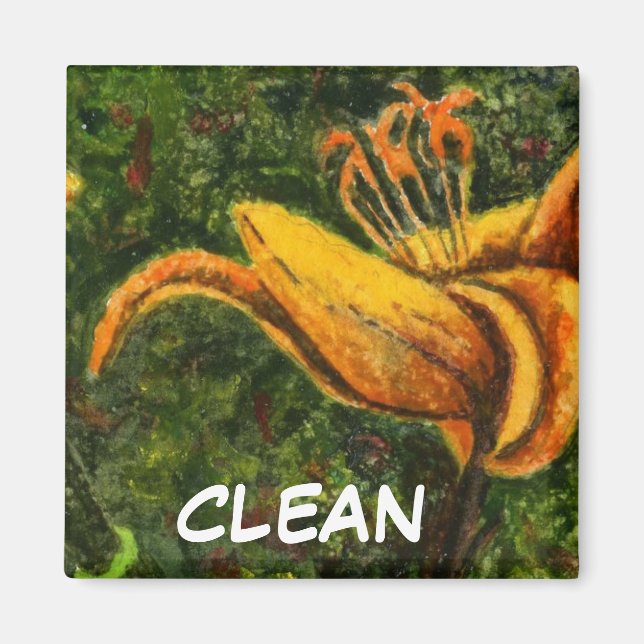 "Wild Lily 1" Clean Dishwasher Status Magnet (Front)