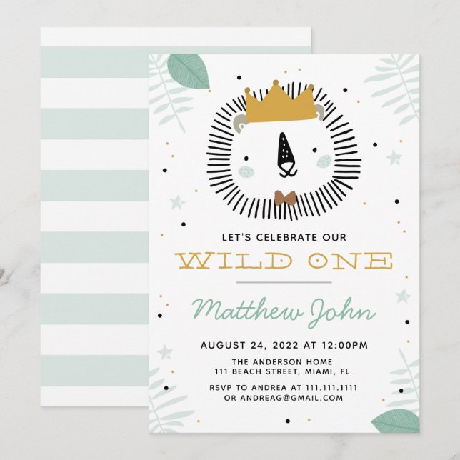 Wild Lion Birthday Party Invitation (Front/Back)