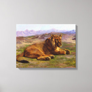 Wild Lion in the African Savannah Canvas Print