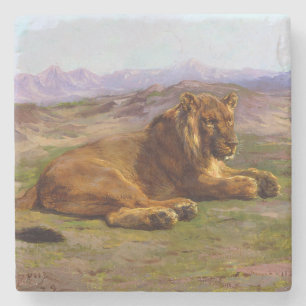 Wild Lion in the Masai Mara Stone Coaster