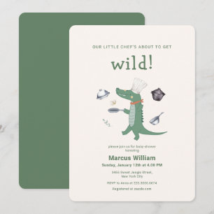 Wild Little Chef Safari Crocodile Baby Shower Invitation