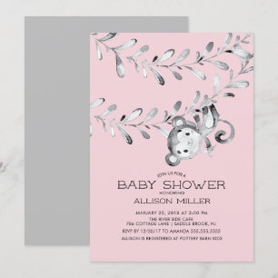 Wild Little Monkey Girls Baby Shower Invitation