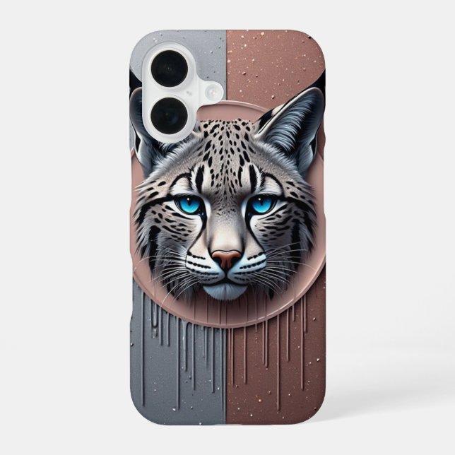 Wild Lynx Geometric Face With Modern Details iPhone 16 Case (Back)