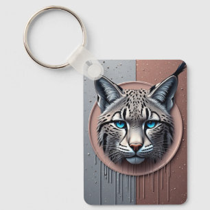 Wild Lynx Geometric Face With Modern Details Key Ring