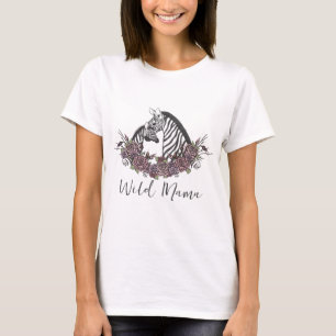 Wild Mama Zebra Safari Baby Shower Mommy T-Shirt
