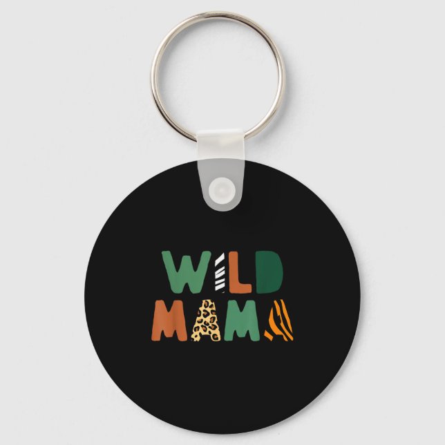 Wild Mama Zoo Born Wild Birthday Safari Jungle Fam Key Ring (Front)