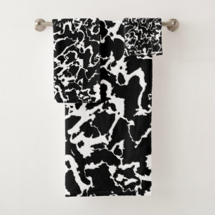 Wild Marble 3 - black and white Bath Towel Set