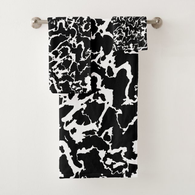 Wild Marble 3 - black and white Bath Towel Set (Insitu)