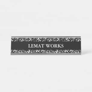 Wild Marble 3 - black and white Desk Name Plate