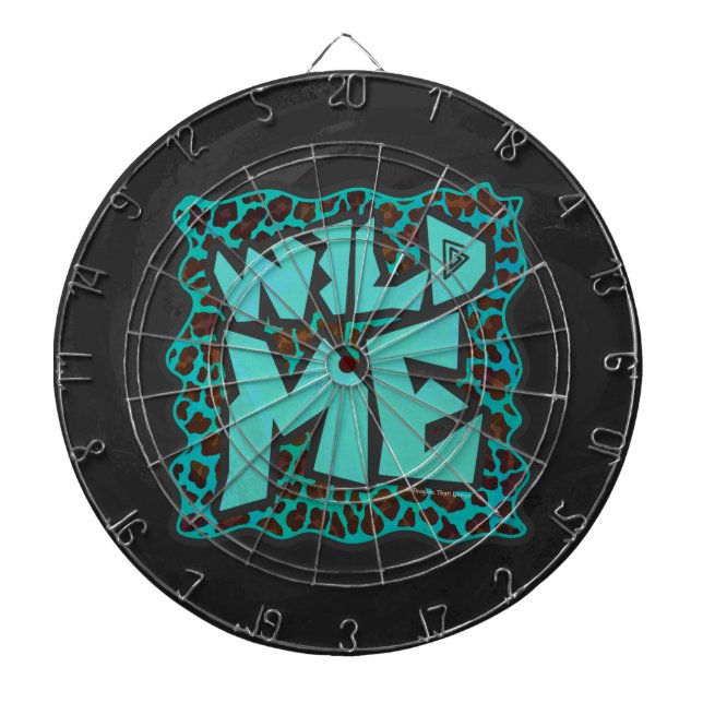 Wild Me Brown and Teal Leopard Design Dartboard (Front)