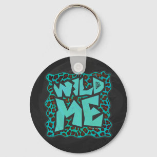 Wild Me Brown and Teal Leopard Design Key Ring