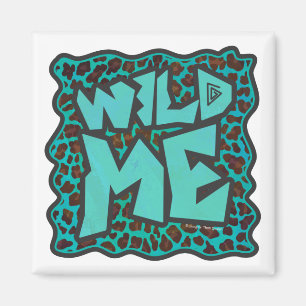 Wild Me Brown and Teal Leopard Design Magnet