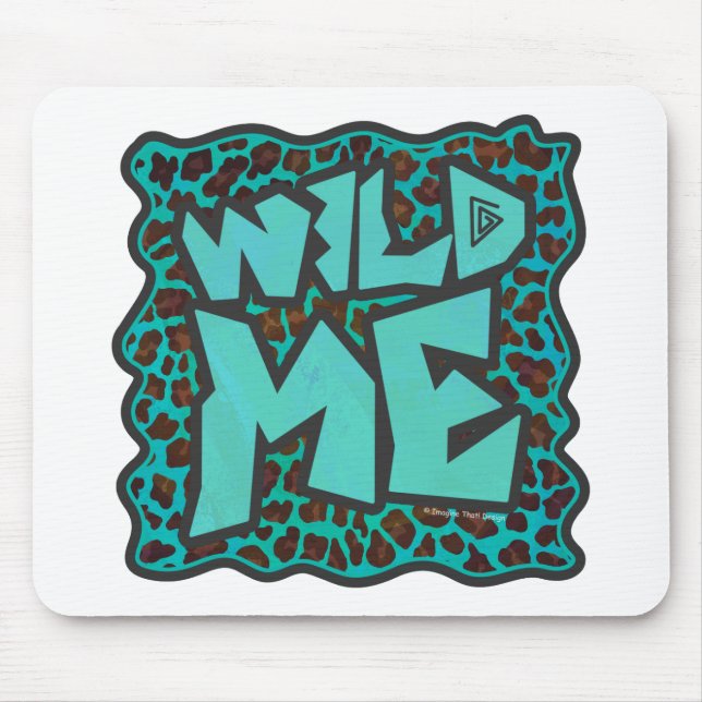 Wild Me Brown and Teal Leopard Design Mouse Mat (Front)