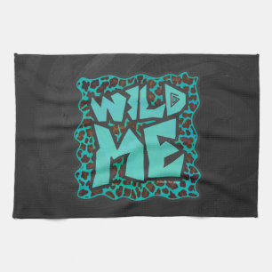 Wild Me Brown and Teal Leopard Design Tea Towel