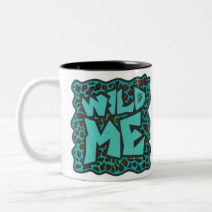 Wild Me Brown and Teal Leopard Design Two-Tone Coffee Mug