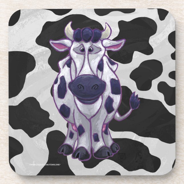 Wild Me Cow Black and White Coaster (Front)