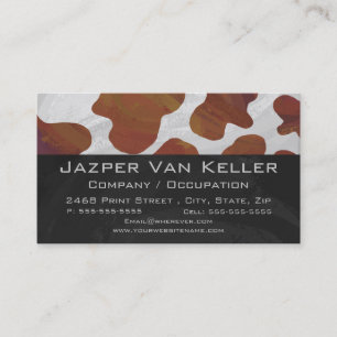 Wild me Cow Brown and White Print Business Card