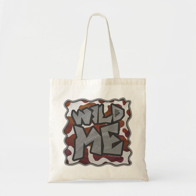 Wild me Cow Brown and White Print Tote Bag (Front)