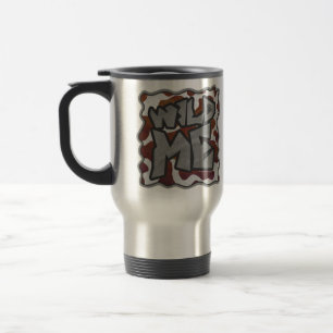 Wild me Cow Brown and White Print Travel Mug