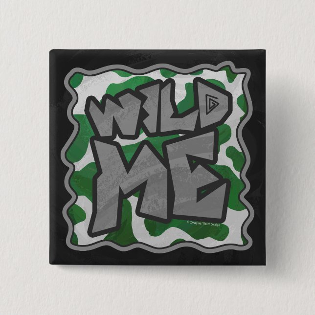 Wild Me Cow Green and White Print 15 Cm Square Badge (Front)