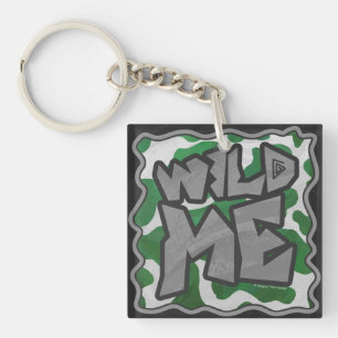 Wild Me Cow Green and White Print Key Ring