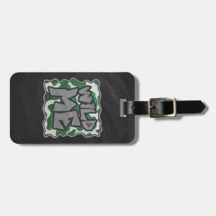 Wild Me Cow Green and White Print Luggage Tag