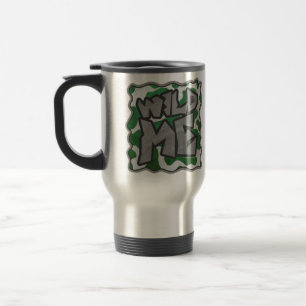 Wild Me Cow Green and White Print Travel Mug