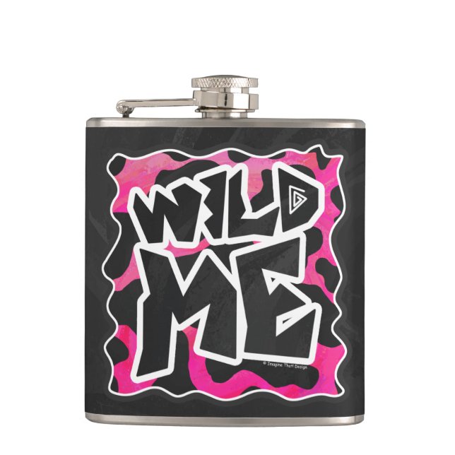 Wild Me Cow Pink and White Hip Flask (Front)