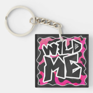 Wild Me Cow Pink and White Key Ring