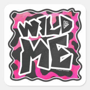 Wild Me Cow Pink and White Square Sticker