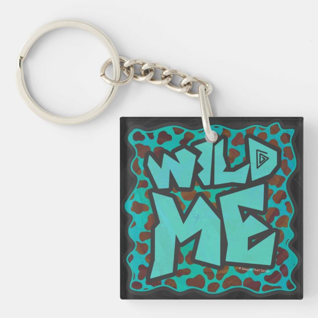 Wild me Dalmatian Brown and Teal Design Key Ring (Front)