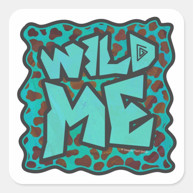 Wild me Dalmatian Brown and Teal Design Square Sticker (Front)