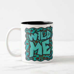 Wild me Dalmatian Brown and Teal Design Two-Tone Coffee Mug