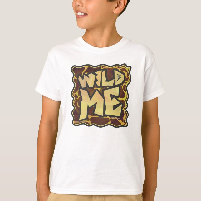 Wild Me Giraffe Print Kids Light T-Shirt (Front)
