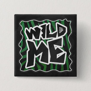 Wild Me Green and Black Zebra Pattern 15 Cm Square Badge