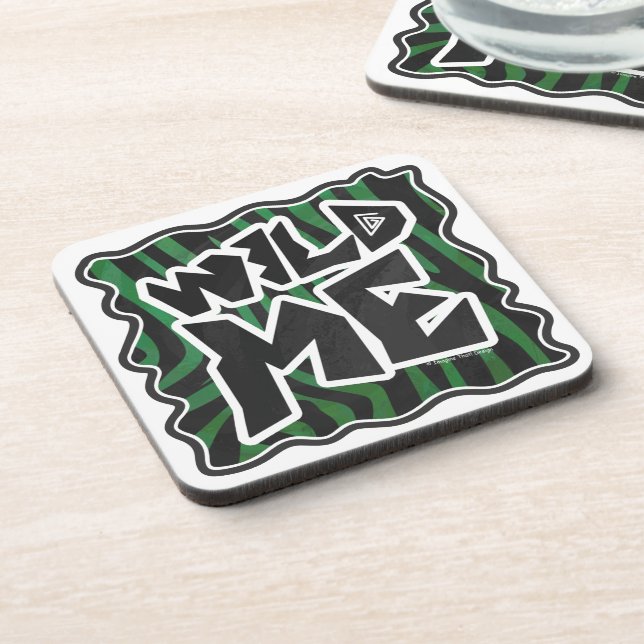 Wild Me Green and Black Zebra Pattern Coaster (Left Side)