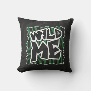 Wild Me Green and Black Zebra Pattern Cushion