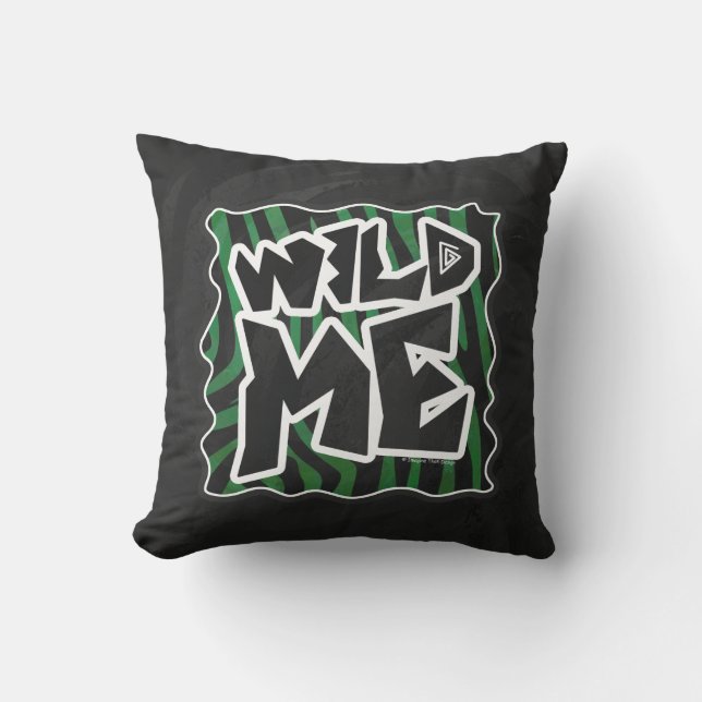 Wild Me Green and Black Zebra Pattern Cushion (Front)