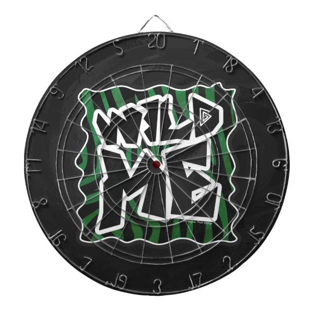 Wild Me Green and Black Zebra Pattern Dartboard (Front)