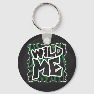 Wild Me Green and Black Zebra Pattern Key Ring