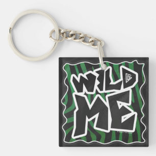 Wild Me Green and Black Zebra Pattern Key Ring