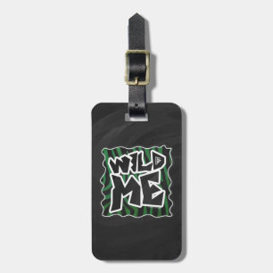 Wild Me Green and Black Zebra Pattern Luggage Tag