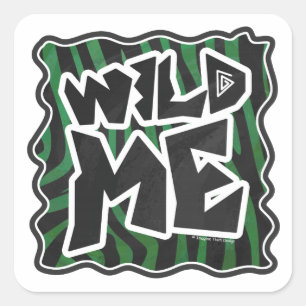 Wild Me Green and Black Zebra Pattern Square Sticker
