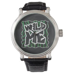 Wild Me Green and Black Zebra Pattern Watch