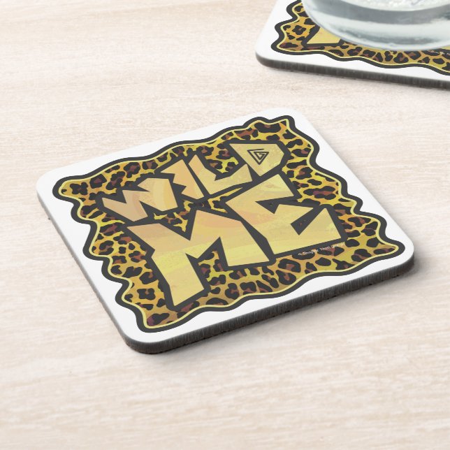 Wild Me Leopard Brown and Yellow Print Coaster (Left Side)