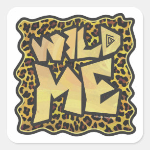 Wild Me Leopard Brown and Yellow Print Square Sticker