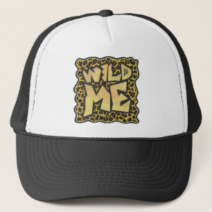 Wild Me Leopard Brown and Yellow Print Trucker Hat