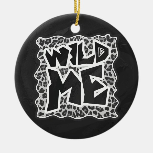 Wild Me Leopard White and Black Ceramic Tree Decoration (Front)